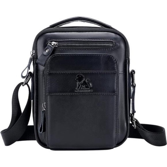 Men Genuine Leather Bag Natural Men Messenger Bag Vertical Men's Shoulder Crossbody Bag